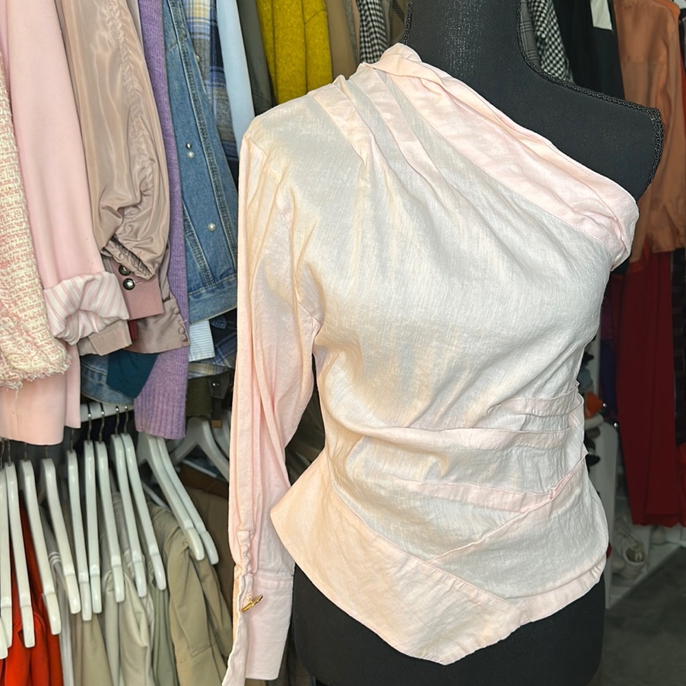 One shoulder pink Zara top
